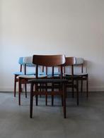 Vintage Deense eetkamerstoelen in teak (6), 3 sets van 2, Ophalen, Hout, Bruin, Onbekend