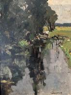 Joop Kropff (1892-1979) - Landschap met vaartje, Antiek en Kunst, Ophalen of Verzenden