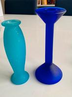 Twee mooie glazen kandelaars, Leonardo, Overige materialen, Blauw, Ophalen of Verzenden, Zo goed als nieuw