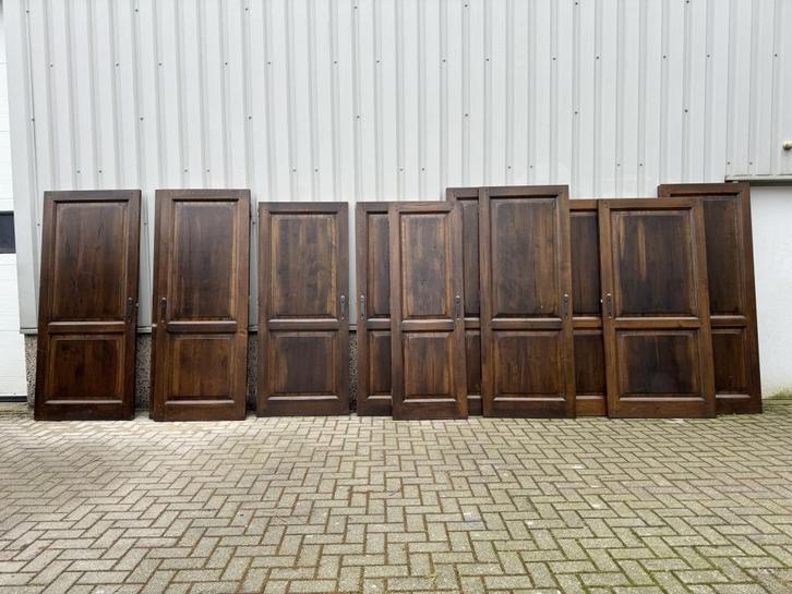 11 stuks antieke eiken deuren, Doe-het-zelf en Verbouw, Deuren en Horren, Zo goed als nieuw, Binnendeur, 200 tot 215 cm, Hout