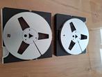 2 aluminium bandrecorderbanden 18 cm met opbergboxen., Audio, Tv en Foto, Bandrecorders, Ophalen of Verzenden