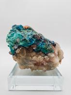 Chrysocolla, azuriet, gibbsite en fluoriet – Guizhou, Verzamelen, Mineralen en Fossielen, Ophalen of Verzenden, Mineraal