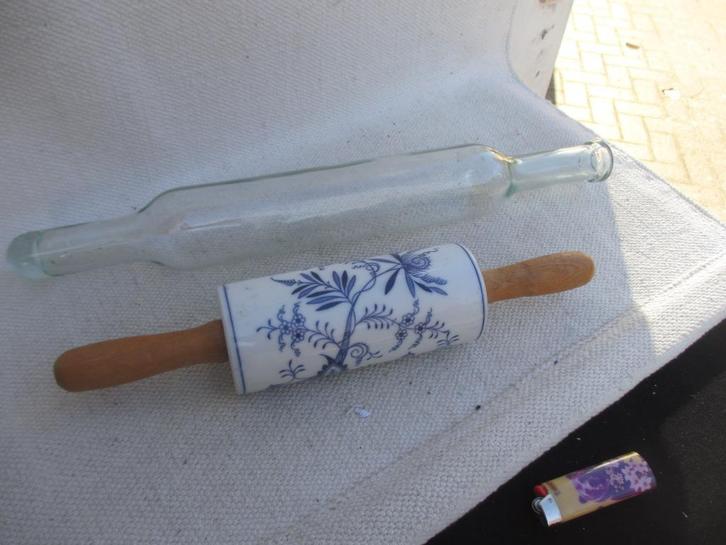 Meissen porselein deegroller/ Franse glazen deegroller, Antiek en Kunst, Antiek | Porselein, Ophalen of Verzenden