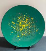 Grote Groene Metalen Schaal - Retro, Overige materialen, Gebruikt, Schaal, Rond