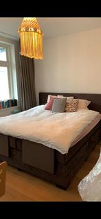 Boxspring 180x200 cm, elektrisch verstelbaar, Ophalen, Verstelbaar, Bruin, Tweepersoons