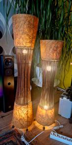 Rieten Vloerlampen Set - Sfeervol Licht, Ophalen, Gebruikt, 100 tot 150 cm, Hout