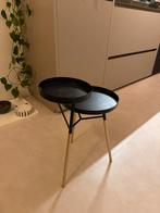 Plantentafel zwart/goud, Huis en Inrichting, Tafels | Bijzettafels, Minder dan 55 cm, Gebruikt, Metaal of Aluminium, Rond