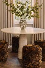 Dure Italiaanse Travertine Eettafel, gekocht voor €2800, Ophalen of Verzenden, Nieuw, Rond, 100 tot 150 cm