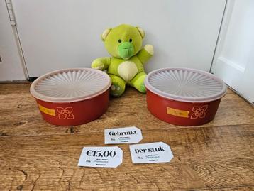 Tupperware sterdeksel koektrommels retro rood beschikbaar voor biedingen