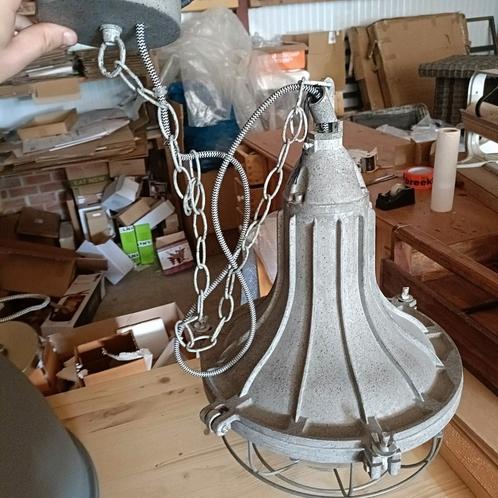 Industriële Hanglamp, Huis en Inrichting, Lampen | Hanglampen, Gebruikt, Glas, Metaal, Ophalen