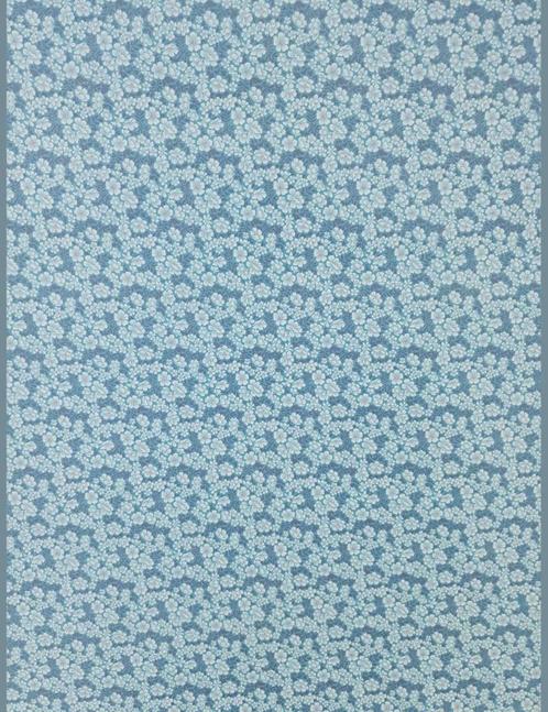 3703 Blauw bloemen behang klein dessin retro vintage swiet, Huis en Inrichting, Stoffering | Behang, Blauw, Wit, Verzenden