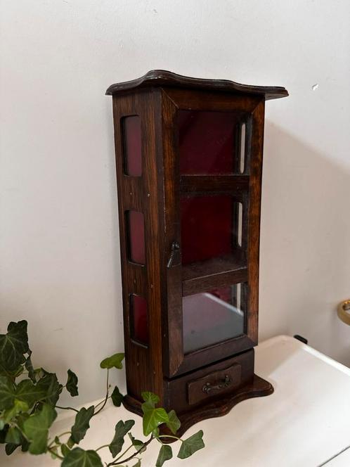 Vitrine kastje voor aan de muur vintage, Antiek en Kunst, Antiek | Meubels | Kasten, Ophalen of Verzenden