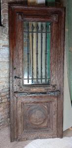 Mooie oude eiken voordeur met gietijzeren raambeslag, Doe-het-zelf en Verbouw, Ophalen, Gebruikt, 80 tot 100 cm, 215 cm of meer