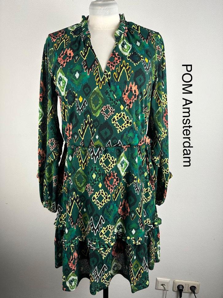 POM Amsterdam Jurk  (mt: 42) 12,6/9156, Kleding | Dames, Jurken, Zo goed als nieuw, Maat 42/44 (L), Blauw, Onder de knie, Ophalen of Verzenden