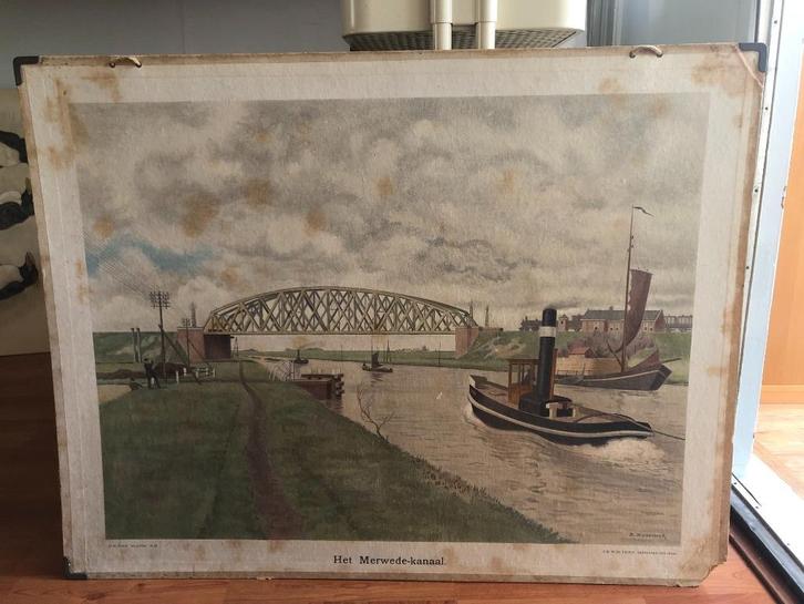 schoolplaat "Het Merwedekanaal", Antiek en Kunst, Antiek | Schoolplaten, Natuur en Biologie, Ophalen of Verzenden