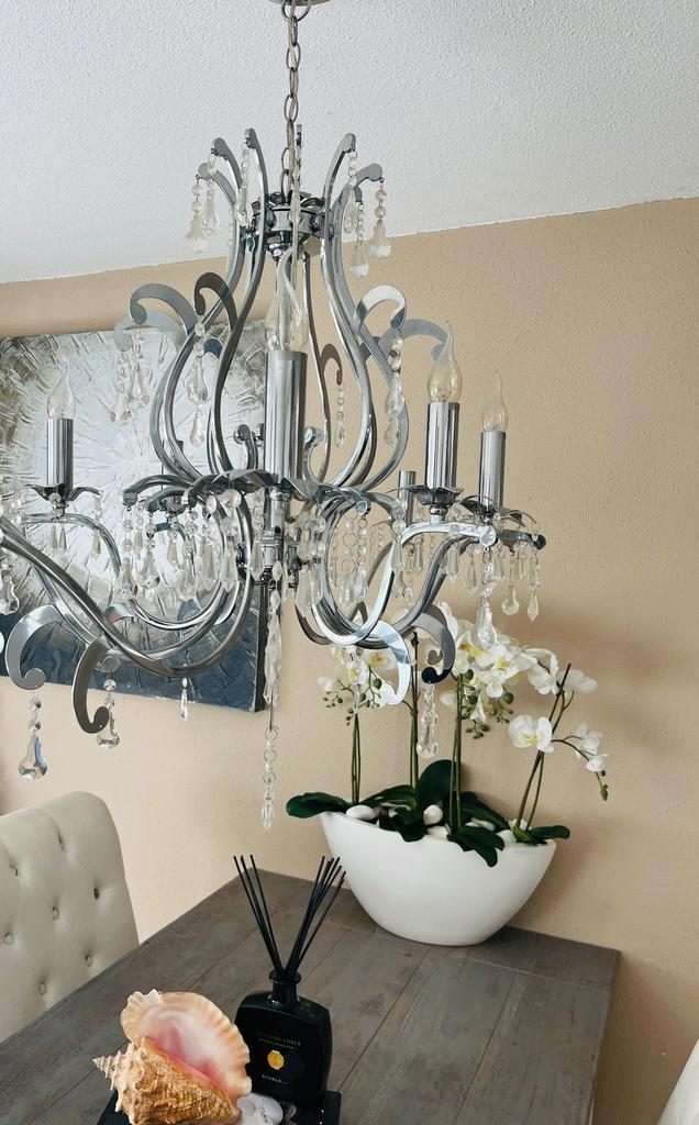 luxe kroonluchter met 8 lampen., Huis en Inrichting, Lampen | Kroonluchters, Zo goed als nieuw, Ophalen