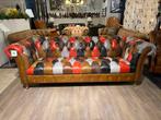 Multicolour chesterfield 3 Zit bank Patchwork leer Kameleon, Ophalen of Verzenden, Nieuw, 75 tot 100 cm, Leer