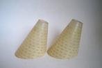 vintage 2x lampenkap mat glas creme jaren '50 E14 fitting b., Gebruikt, Vintage, Ophalen of Verzenden, Overige vormen