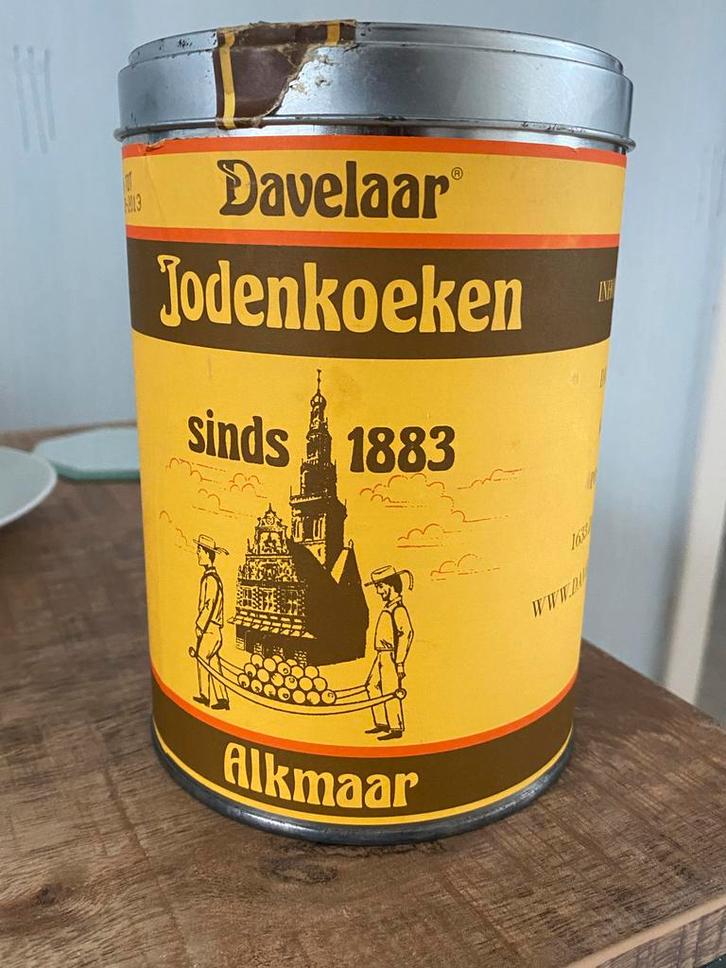 Vintage Davelaar Jodenkoeken Blik - Odekoeken, Verzamelen, Blikken, Gebruikt, Koek(jes), Overige merken, Ophalen of Verzenden