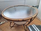 Vintage rieten salontafel, Ophalen, Gebruikt, 50 tot 100 cm, Rond