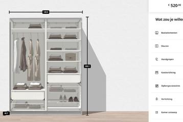 IKEA PAX kledingkast 150x58x201 hasvik wit schuifdueren beschikbaar voor biedingen