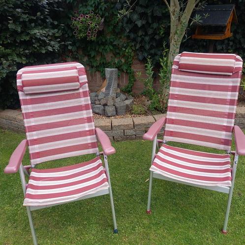 Set Crespo standenstoelen met hoofdkussens, Tuin en Terras, Tuinstoelen, Gebruikt, Aluminium, Inklapbaar, Stapelbaar, Verstelbaar