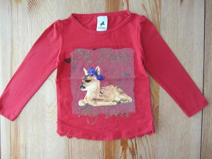Rood shirtje met hertje Palomino maat 92, Kinderen en Baby's, Kinderkleding | Maat 92, Gebruikt, Meisje, Shirt of Longsleeve, Ophalen of Verzenden