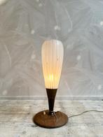 Vintage unieke tafellamp glas met houten voet, -, -, Ophalen of Verzenden, -