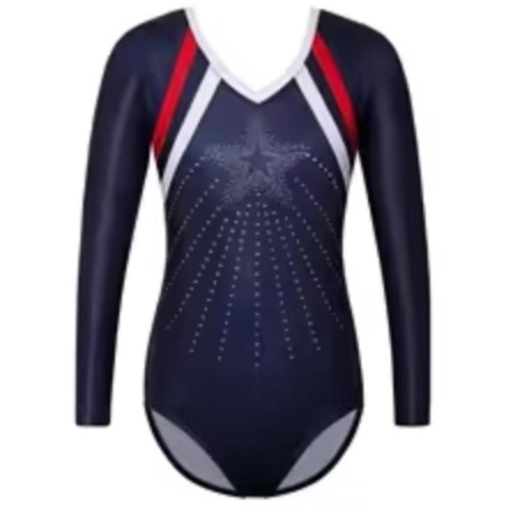 Turnpakje blauw rood wit 116 122 128 134 140 146 152 158, Sport en Fitness, Turnen, Nieuw, Turnpak(je), Kindermaat 122 t/m 140