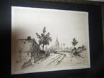 ETS VAN JAN POORTENAAR DORPSGEZICHT, Antiek en Kunst, Kunst | Etsen en Gravures, Ophalen of Verzenden