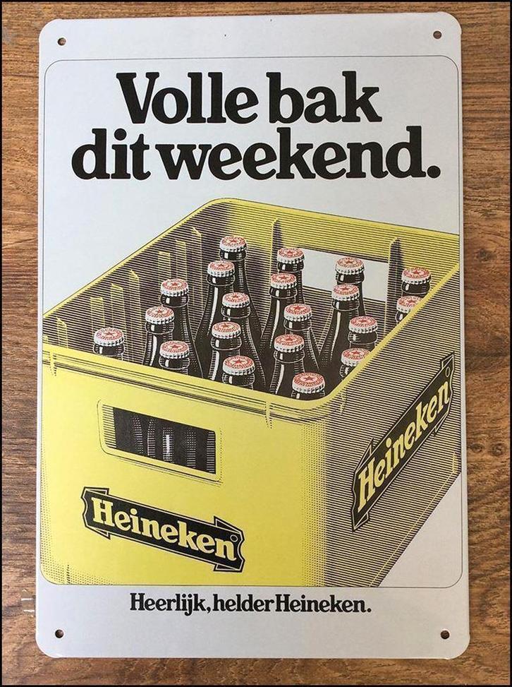 HEINEKEN Volle Bak! Reclame Pub Bier Metalen Reclamebord, Verzamelen, Biermerken, Nieuw, Reclamebord, Plaat of Schild, Heineken