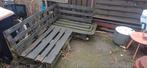 Tuinbank van pallets hoekbank, Tuin en Terras, Tuinsets en Loungesets, Ophalen, Gebruikt, Hout