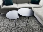 Set van 2 zwarte bijzettafels, Minder dan 55 cm, Gebruikt, Metaal of Aluminium, Rond