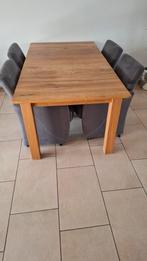 Eikenhouten eettafelte vergroten plus 4 stoelen., Ophalen of Verzenden, Gebruikt