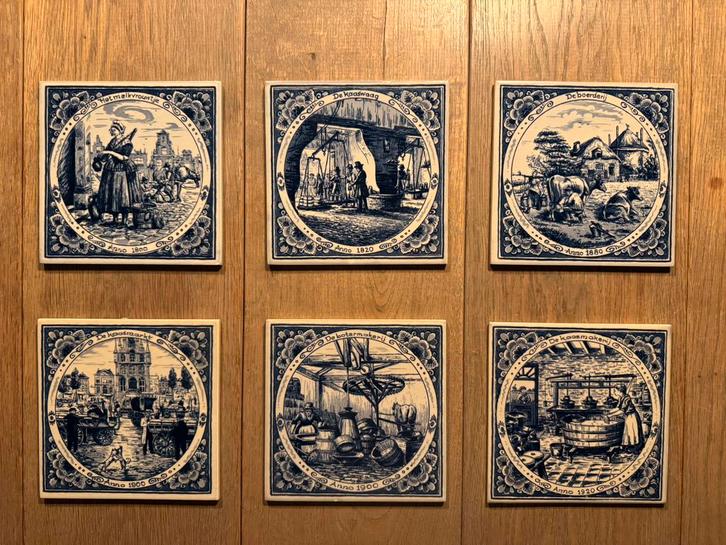 Tegeltjes Delfts Blauw Sphinx complete set, Antiek en Kunst, Antiek | Wandborden en Tegels, Ophalen