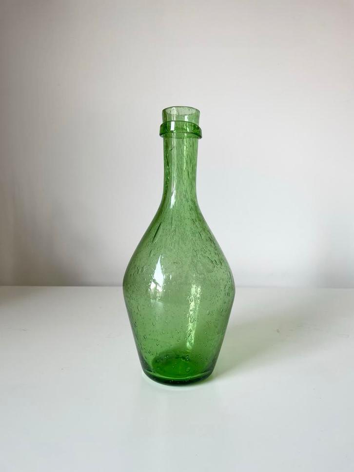 vintage, retro geblazen Biot vaas bubbel glas, Huis en Inrichting, Woonaccessoires | Vazen, Gebruikt, Groen, Minder dan 50 cm