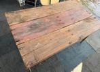 Landelijke oude Franse Markttafel, ijzeren onderstel, Ophalen
