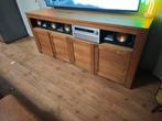 Groot teak dressoir met veel ruimte, Ophalen, 25 tot 50 cm, 200 cm of meer