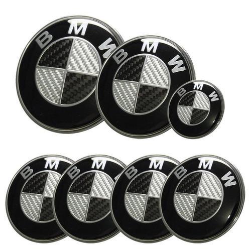 bmw embleem set zwart/wit carbon, Auto diversen, Autostickers, Ophalen of Verzenden
