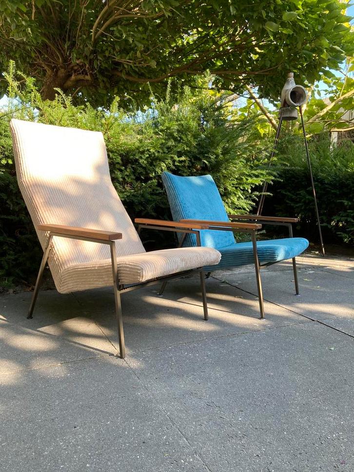 Vintage Rob Parry fauteuils opnieuw gestoffeerd, Huis en Inrichting, Stoelen, Zo goed als nieuw, Vijf, Zes of meer stoelen, Blauw