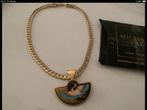 Michaela Frey vintage gouden set ketting hanger 24 kar verg, Verzenden, Zo goed als nieuw, Met edelsteen, Goud