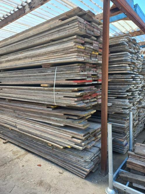 gebr. steigerpl. ca 30x200 mm. l. tot 5 m1 in PRIJS VERLAAGD, Doe-het-zelf en Verbouw, Hout en Planken, Gebruikt, Plank, Steigerhout