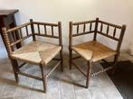 2 Antieke Franse Bobbin eikenhouten hoekstoelen, Antiek en Kunst, Antiek | Meubels | Stoelen en Banken, Ophalen