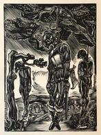 Willem Jacob Rozendaal (1899-1971) Houtsnede 'Galgenveld' ~1, Antiek en Kunst, Kunst | Etsen en Gravures, Ophalen of Verzenden
