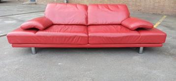 Vintage postmodern Rolf Benz leren bank, 260 cm, rood beschikbaar voor biedingen
