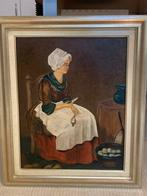 Olieverfschilderij met gipsen lijst, Ophalen of Verzenden