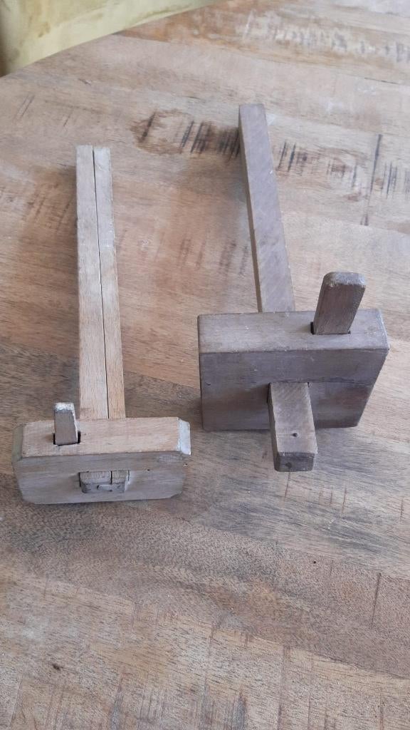 Set: 2 vintage/antieke houten Kruishouten, Antiek en Kunst, Ophalen