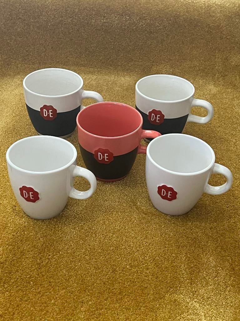 Douwe Egberts DE Mokken - 5 stuks, Nieuwstaat, Keramiek, Ophalen of Verzenden, Zo goed als nieuw, Overige stijlen