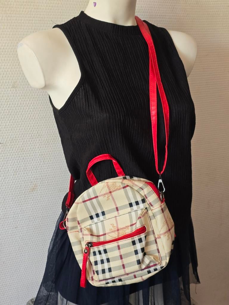 Burberry Haymarket Check dames tasje/mini rugzak, Ophalen of Verzenden, Gebruikt, Beige, Overige merken
