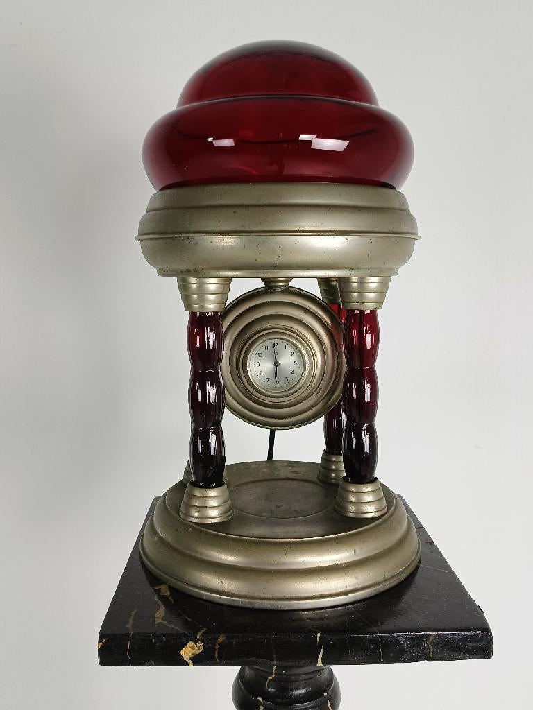 Unieke Vintage Tin Lamp met Klokmechanisme uit Italië, Antiek en Kunst, Ophalen of Verzenden